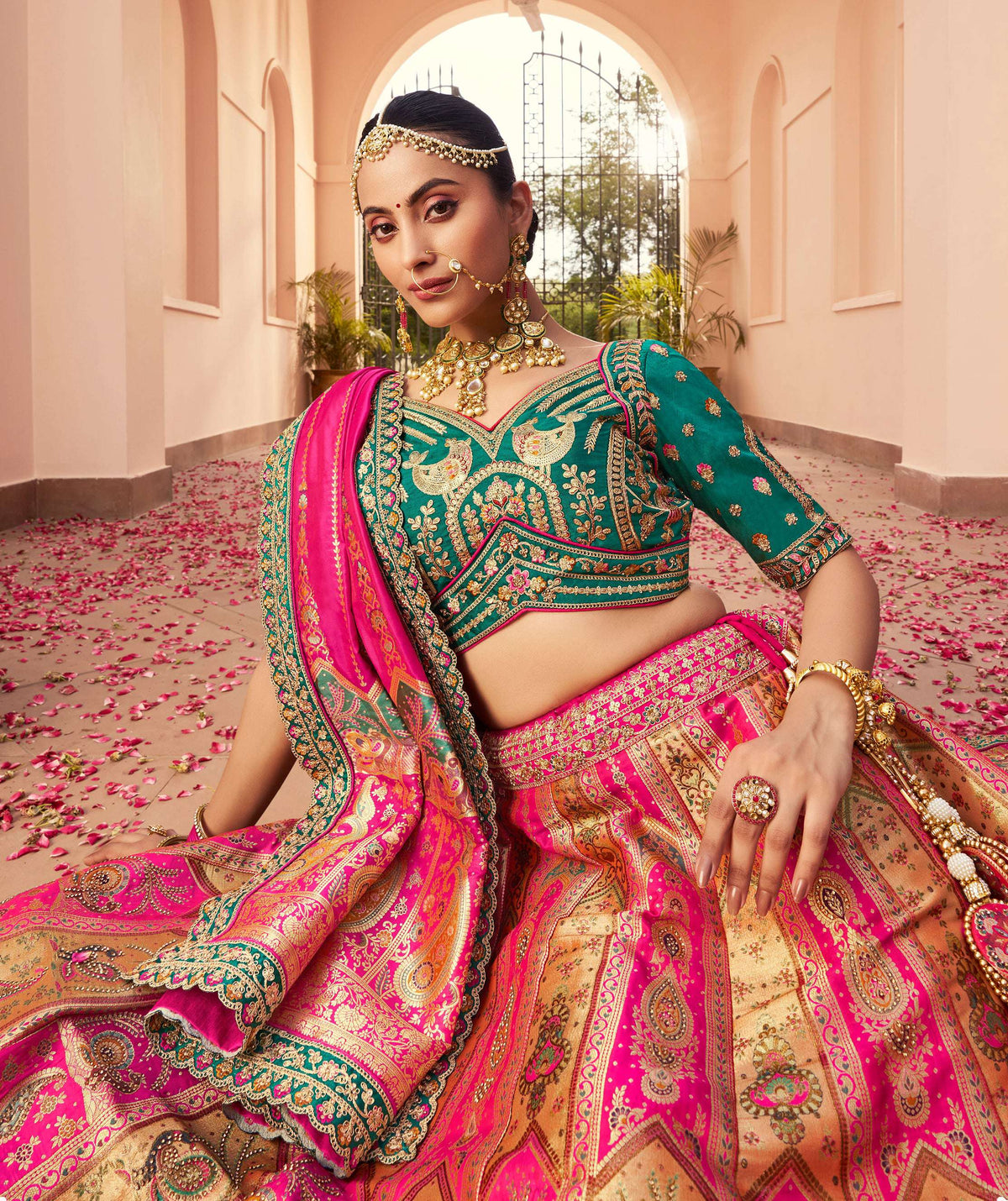 Monjolika Fashion Multi Colour Banarasi Silk Diamond Wedding Trendy Lehenga Choli | Grocsy