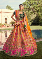 Monjolika Fashion Multi Colour Banarasi Silk Diamond Wedding Trendy Lehenga Choli | Grocsy