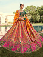 Monjolika Fashion Multi Colour Banarasi Silk Diamond Wedding Trendy Lehenga Choli | Grocsy