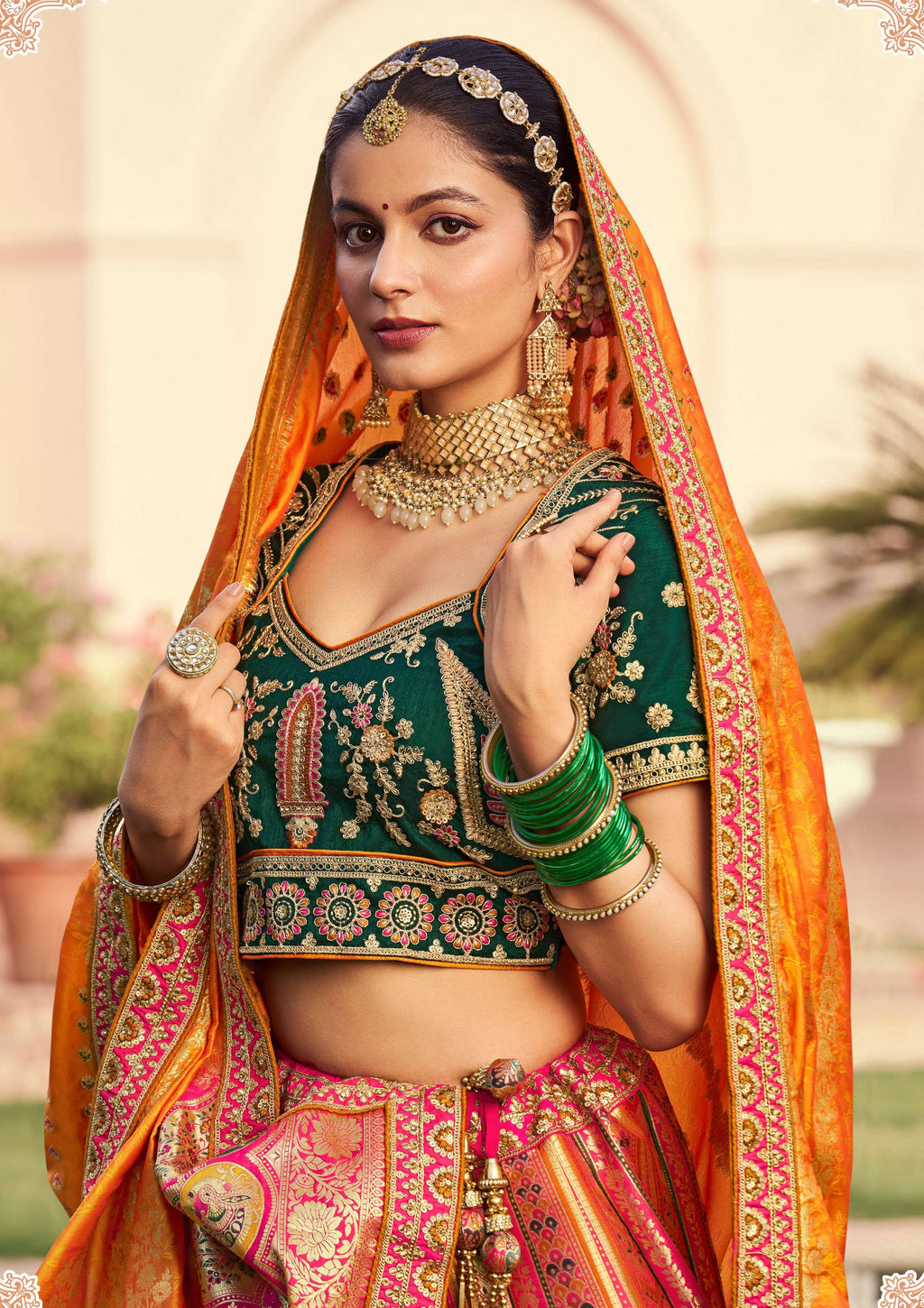 Monjolika Fashion Multi Colour Banarasi Silk Diamond Wedding Trendy Lehenga Choli | Grocsy