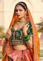 Monjolika Fashion Multi Colour Banarasi Silk Diamond Wedding Trendy Lehenga Choli | Grocsy