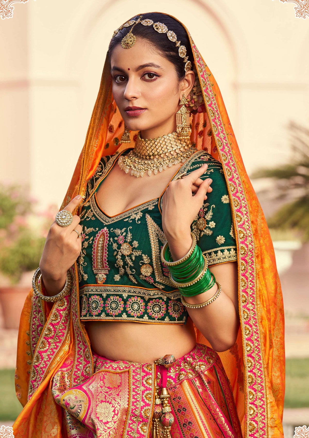 Monjolika Fashion Multi Colour Banarasi Silk Diamond Wedding Trendy Lehenga Choli | Grocsy