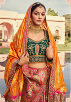 Monjolika Fashion Multi Colour Banarasi Silk Diamond Wedding Trendy Lehenga Choli | Grocsy