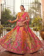 Monjolika Fashion Multi Colour Banarasi Silk Diamond Wedding Trendy Lehenga Choli | Grocsy