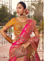 Monjolika Fashion Multi Colour Banarasi Silk Diamond Wedding Trendy Lehenga Choli | Grocsy