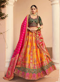 Monjolika Fashion Orange Banarasi Silk Diamond Wedding Trendy Lehenga Choli | Grocsy