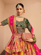 Monjolika Fashion Orange Banarasi Silk Diamond Wedding Trendy Lehenga Choli | Grocsy