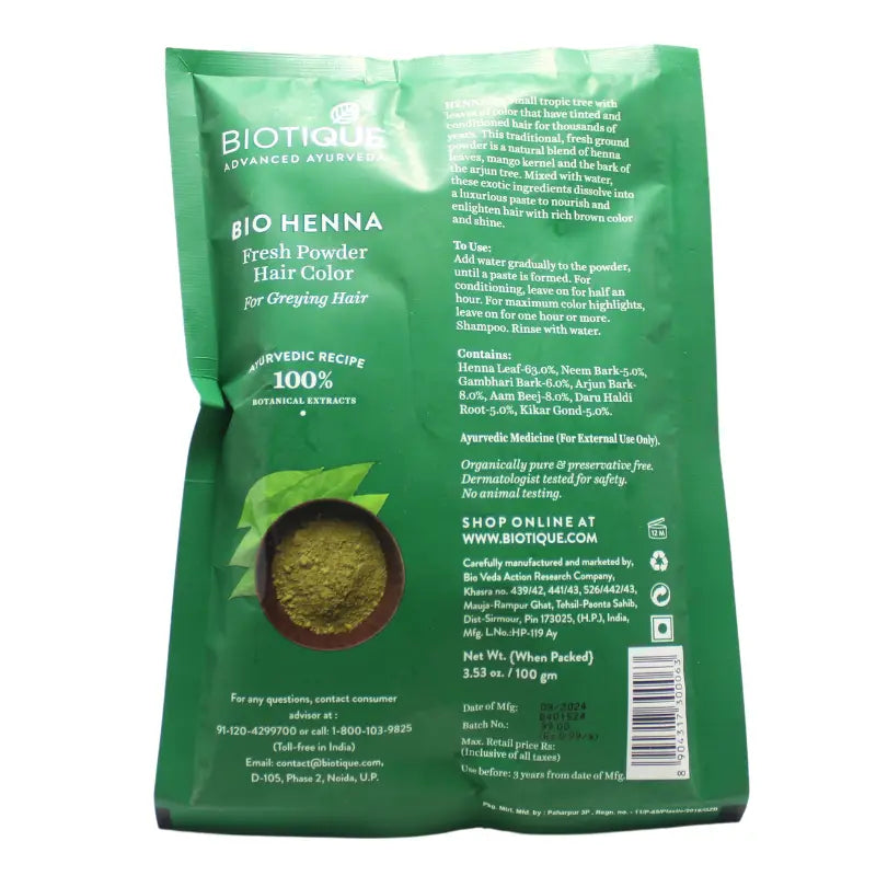 Biotique Advanced Ayurveda Bio Henna Fresh Powder Hair Color | Grocsy