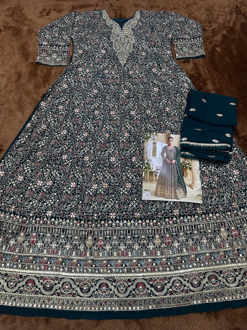 Anaita D Green Georgette Stitched Anarkali Suit with Sequence & Diamond Work | Grocsy