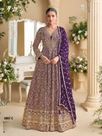 Anaita Violet Georgette Stitched Anarkali Suit with Sequence & Diamond Work | Grocsy