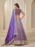 Monjolika Fashion Violet Chinon Silk With Embroidered, Sequins, Thread And Zari Work Lehenga Choli | Grocsy