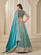 Monjolika Fashion Firozi Chinon Silk With Embroidered, Sequins, Thread And Zari Work Lehenga Choli | Grocsy