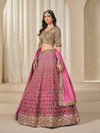 Monjolika Fashion Hot Pink Chinon Silk With Embroidered, Sequins, Thread And Zari Work Lehenga Choli | Grocsy