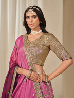 Monjolika Fashion Hot Pink Chinon Silk With Embroidered, Sequins, Thread And Zari Work Lehenga Choli | Grocsy