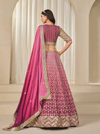 Monjolika Fashion Hot Pink Chinon Silk With Embroidered, Sequins, Thread And Zari Work Lehenga Choli | Grocsy