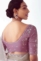 Monjolika Fashion Grey Embroidered Cut Work Fancy Fabric Ceremonial Designer Saree | Grocsy