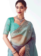 Monjolika Fashion Multi Color Embroidered Cut Work Fancy Fabric Ceremonial Designer Saree | Grocsy
