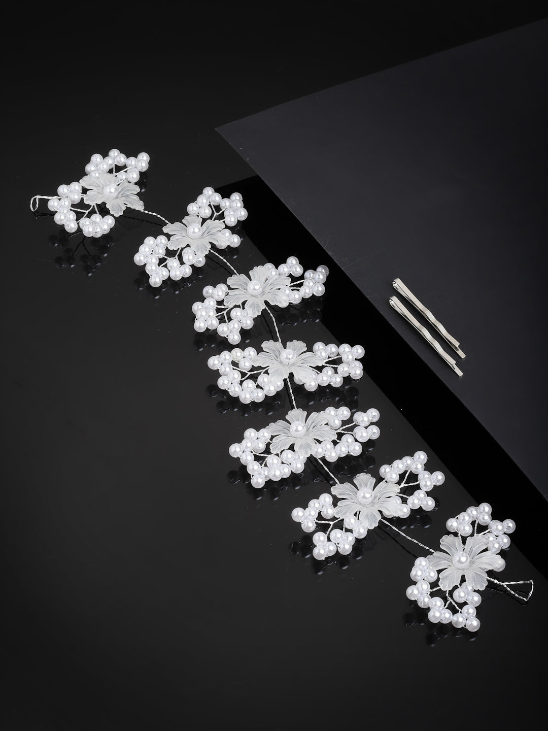 Panash Women Silver-Toned & White Embellished Tiara | Grocsy
