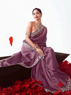 Monjolika Fashion Onion Pink Embroidered Cut Work Fancy Fabric Ceremonial Designer Saree | Grocsy