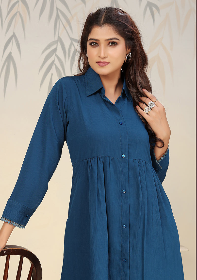 Monjolika Fashion Morpeach Cotton Solid Festival Casual Kurti | Grocsy