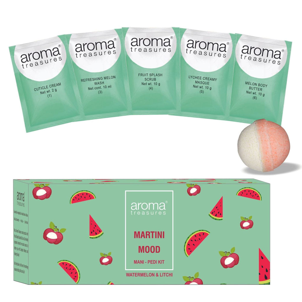 Aroma Treasures Martini Mood Mani-Pedi Kit With Watermelon And Litchi | Grocsy
