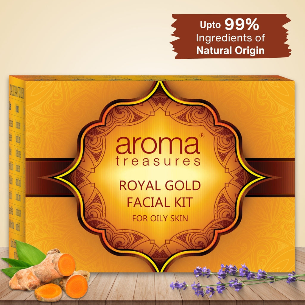 Aroma Treasures Royal Gold Facial Kit For Oily Skin - Single Time | Grocsy