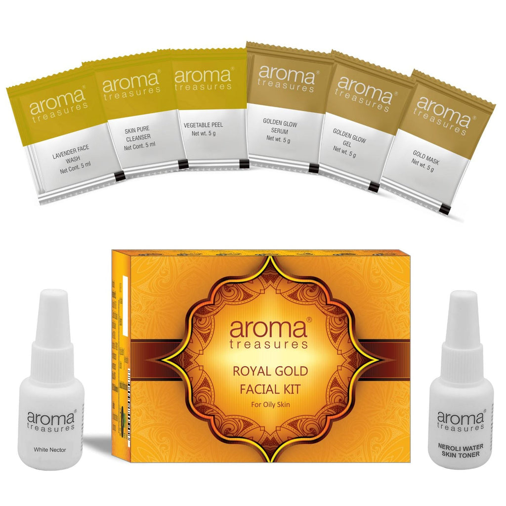 Aroma Treasures Royal Gold Facial Kit For Oily Skin - Single Time | Grocsy