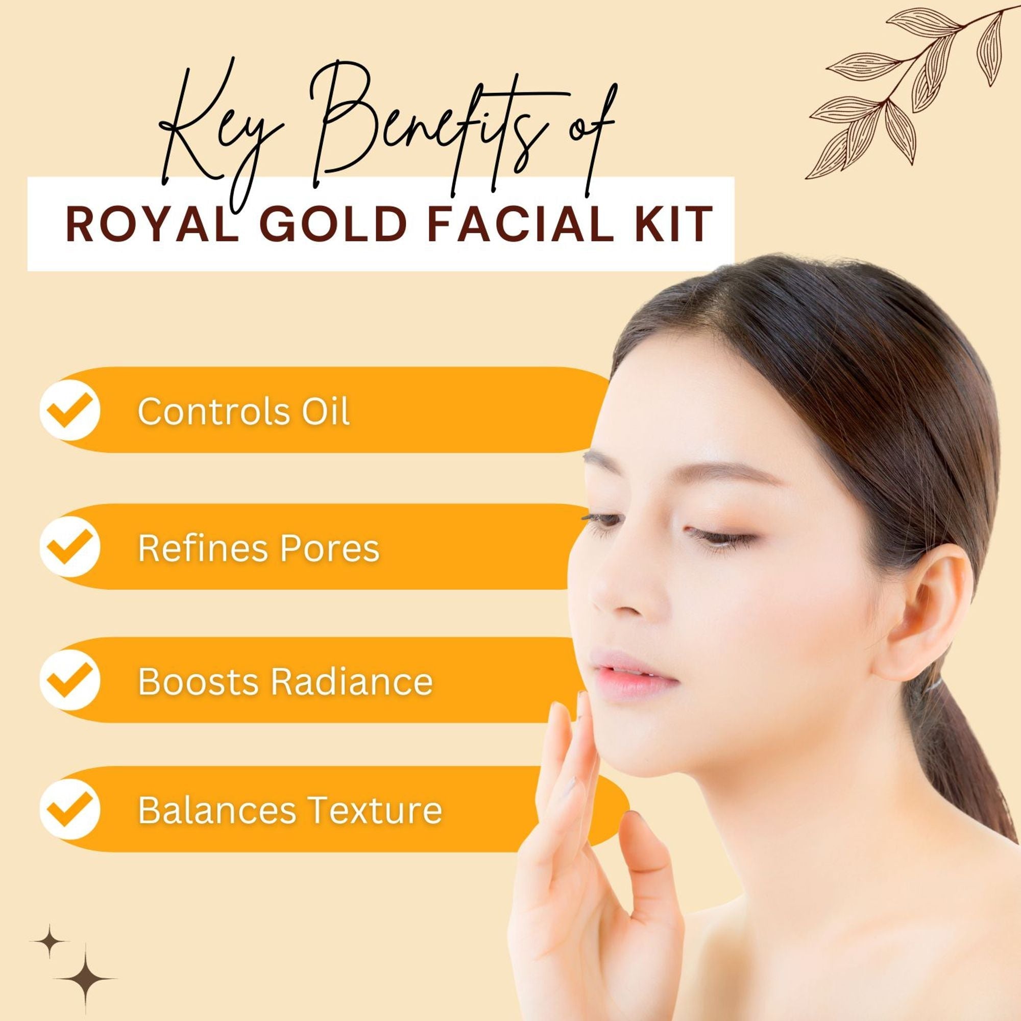 Aroma Treasures Royal Gold Facial Kit For Oily Skin - Single Time | Grocsy