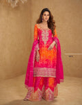 Anaita Orange Chinon Stitched Suit With Embroidery Work | Grocsy