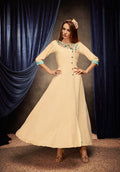 Monjolika Fashion Cream Embroidered Rayon Party Wear Kurti | Grocsy