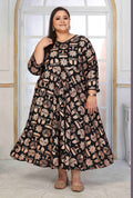 Monjolika Fashion Rayon Printed Black Designer Kurti | Grocsy