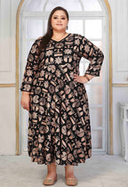 Monjolika Fashion Rayon Printed Black Designer Kurti | Grocsy