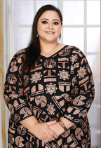 Monjolika Fashion Rayon Printed Black Designer Kurti | Grocsy