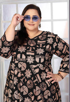 Monjolika Fashion Rayon Printed Black Designer Kurti | Grocsy