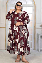 Monjolika Fashion Rayon Printed Wine Designer Kurti | Grocsy