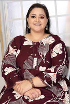 Monjolika Fashion Rayon Printed Wine Designer Kurti | Grocsy