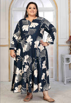 Monjolika Fashion Rayon Printed Navy Blue Designer Kurti | Grocsy