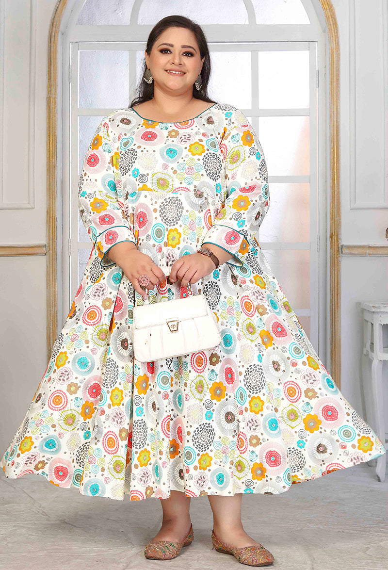Monjolika Fashion Rayon Printed White Designer Kurti | Grocsy