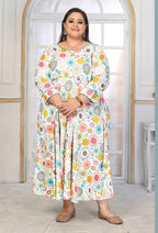 Monjolika Fashion Rayon Printed White Designer Kurti | Grocsy