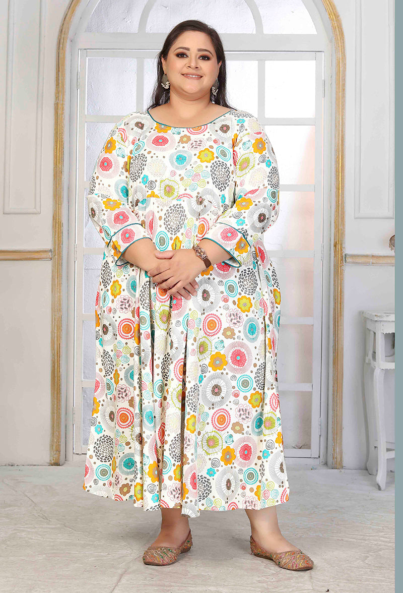 Monjolika Fashion Rayon Printed White Designer Kurti | Grocsy