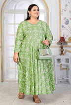 Monjolika Fashion Rayon Printed Light Green Designer Kurti | Grocsy