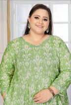 Monjolika Fashion Rayon Printed Light Green Designer Kurti | Grocsy
