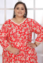 Monjolika Fashion Rayon Printed Red Designer Kurti | Grocsy