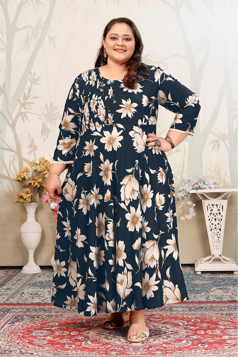 Monjolika Fashion Dark Teal Ceremonial Rayon Designer Kurti | Grocsy