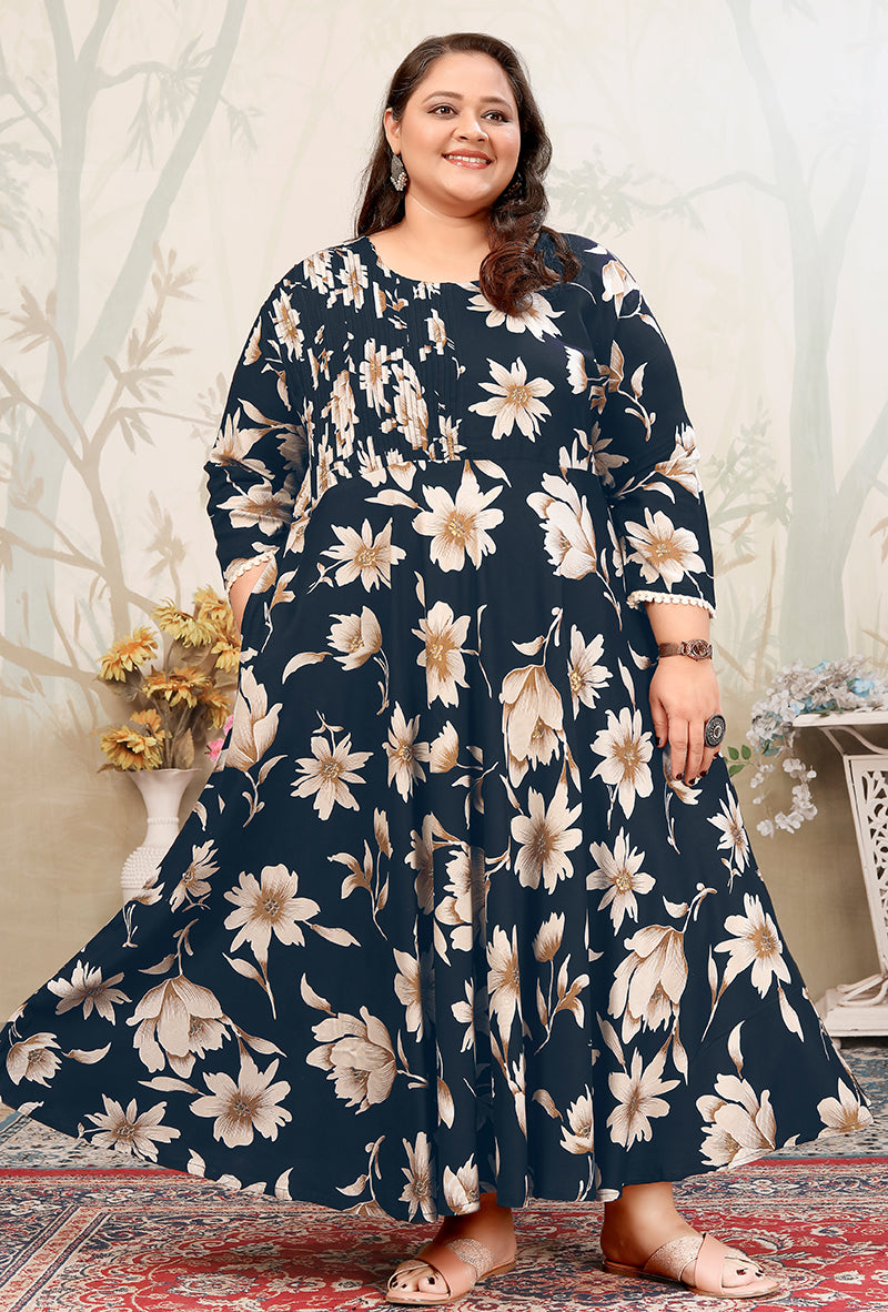 Monjolika Fashion Dark Teal Ceremonial Rayon Designer Kurti | Grocsy