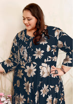 Monjolika Fashion Dark Teal Ceremonial Rayon Designer Kurti | Grocsy