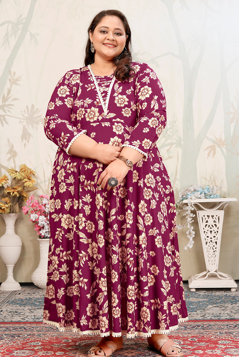 Monjolika Fashion Wine Ceremonial Rayon Designer Kurti | Grocsy