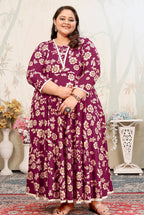Monjolika Fashion Wine Ceremonial Rayon Designer Kurti | Grocsy
