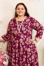 Monjolika Fashion Wine Ceremonial Rayon Designer Kurti | Grocsy