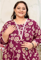Monjolika Fashion Wine Ceremonial Rayon Designer Kurti | Grocsy